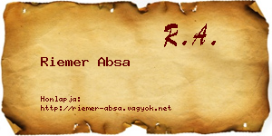 Riemer Absa névjegykártya